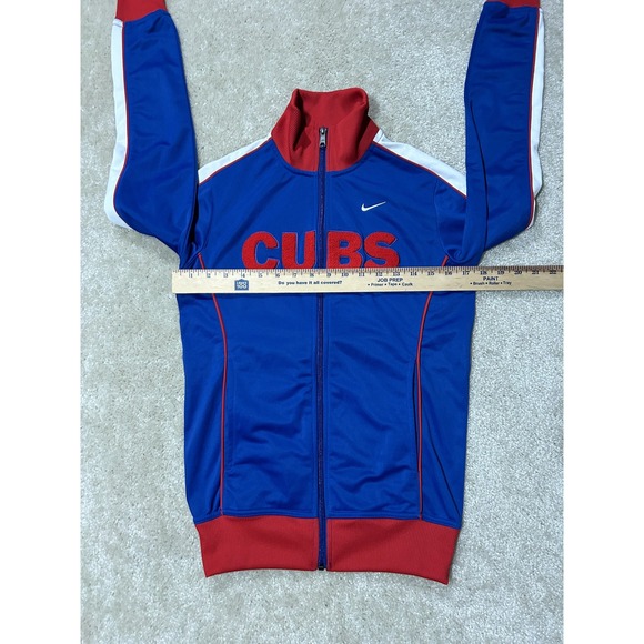 Chicago Cubs Jacket Womens Small Blue Red MLB Baseball Full Zip Nike Track New - Picture 7 of 13